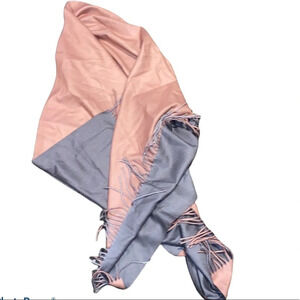 Vintage reversible grey Nude  pink oversized scarf